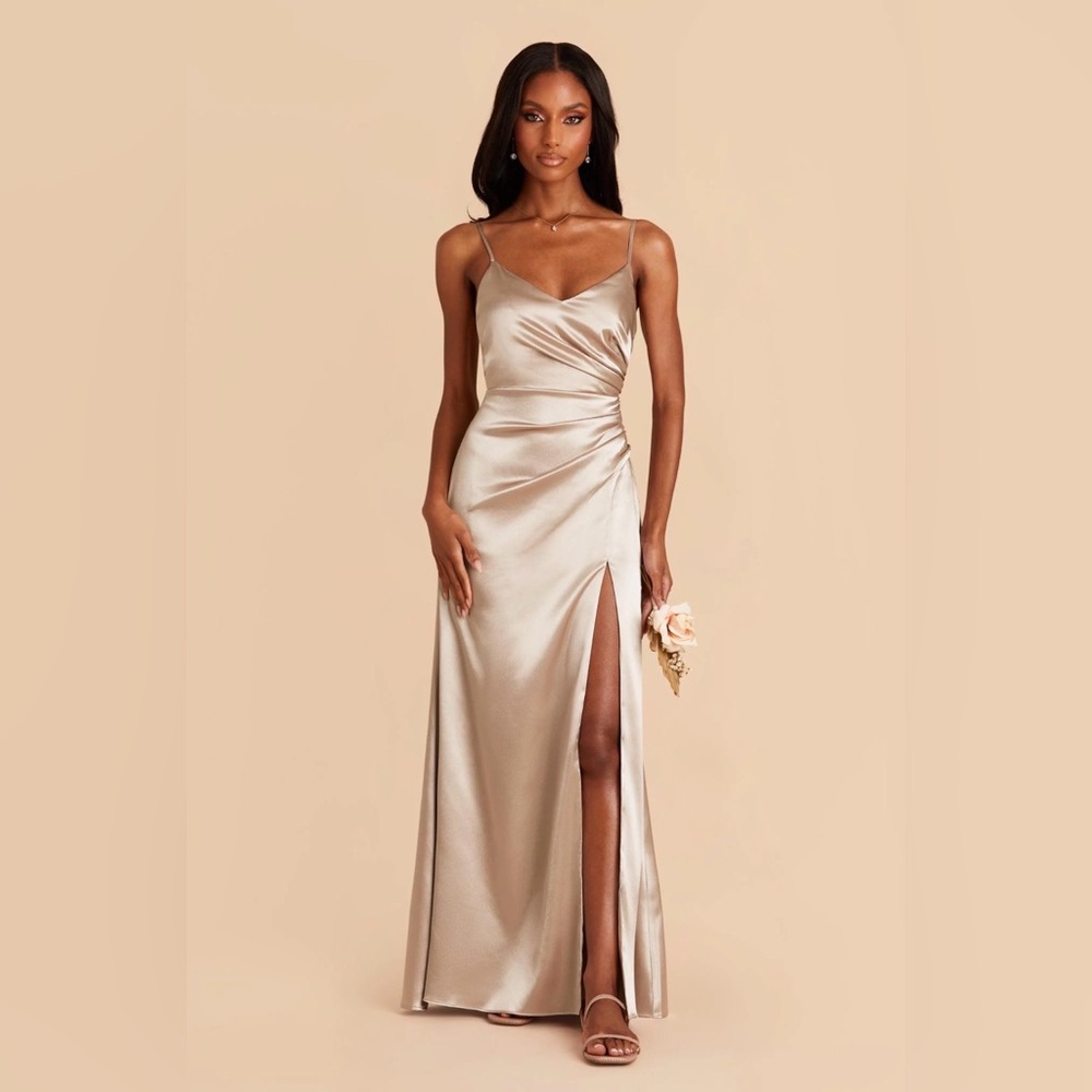 Birdy Grey Catherine Bridesmaid/Prom Dress. Shiny Satin Neutral Champagne Size S